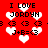Red background with white pixelated hearts and black text reading 'I LOVE JORDYN' and 'J+B=<3' in multiple repeated sections.