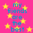 Bright pink background with scattered yellow stars and repeated blue text reading 'my friends are the best' in a pixelated font.