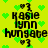Yellow background with green heart shapes and black text reading "Kasie Lynn hungabe" repeated in a pattern