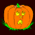 Two pixelated orange pumpkin icons with green stems and grass, showing sequential facial expressions in a contact sheet layout.