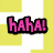 Pixelated pink text on yellow and white background with gray section, displaying 'haha!', 'wait.', and 'what?!' in sequence.