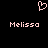 Pixelated pink heart symbol above two instances of the name 'Melissa' in pixelated text on a black background.