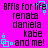 Pixelated text on bright pink background with cyan geometric shapes, repeated four times in a