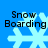 Four identical pixelated snowflake icons with "Snow Boarding" text on a blue background, arranged in a