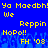 Blue background with yellow pixelated text repeating 'Yo Moedbh! Yo Moedbh! We We Reppin Reppin NoPo!! NoPo!! FH '08 FH '08' in two mirrored