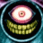 Pixelated circular icon with concentric rings and a wide grin, next to text reading "Anime IM" and "cOm" on black background.