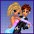 Pixel art contact sheet of a dancing couple animation with text frames showing "I ❤️ kaitlyn" and date "12.12.04"