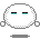 Pixelated white circular character with cyan eyes and tears, pink mouth, gray background, showing facial expression changes from neutral to crying.