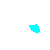 A static image of a cyan-colored letter A with scattered pixel fragments against a gray background.
