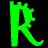 Two green pixelated R characters on black background in a contact sheet layout with frame-to-frame animation differences.