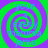 A static image with a green and purple spiral background displaying the text 'your a sassy mamma jama' in blue pixelated letters.