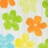 Pixelated flower-shaped icons in green, orange, blue, and yellow on a light background.