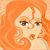 Pixelated cartoon-style image of a woman with orange hair, brown eyes, and a neutral expression, shown in two side-by-side frames with slight facial differences.