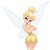 Animated pixel art of a blonde fairy with wings, wearing a yellow dress and green top, standing against white background.