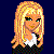 Pixelated blonde woman with green eyes and white collar on dark blue background, text reads "So I'm Blonde and Smarter than you. What's the problem?"