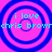 Four identical circular patterns with blue rings on a pink background, each containing cyan text reading "i love chris brow".