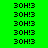 Green background with repeated black text '30H!3' and shifting black rectangular blocks