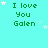 Cyan background with green text "I love You Galen" repeated in a , white stars scattered throughout