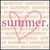A static image with a light brown brick wall background, pink heart outline, and red text reading 'summer.' in lowercase letters.