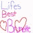 A static digital graphic with stylized text and heart symbols in pink, purple, and brown tones on a white background.