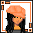 Animated contact sheet of a pixel art character with orange headwear and gray top, showing various poses and text frames including "HAPPY" and "HALLOWEEN".
