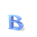 Blue 3D letter B with varying shadows and angles across multiple views on white background.
