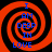 Four identical spiral patterns with blue text reading 'I AM DEEP IN LOVE' on a red and black background.