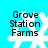 Four identical pixelated icons display 'Grove Station Farms' text over a white snowflake on a cyan background, arranged in a