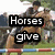 A four- shows a horseback rider jumping over an obstacle with text overlays reading 'Horses give us the wings we lack'
