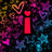 Pixelated icon with red text 'i' and 'justin' on a dark background with colorful stars and hearts.
