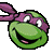 Four pixelated green turtle heads with colored bandanas arranged in a 2x2 grid, each displaying distinct facial expressions and bandana colors.