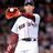 Pixelated image of a baseball player in white uniform with red accents holding a bat, standing against dark background.