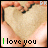 A contact sheet of 13 animated frames showing hands forming a heart shape with the text "I love you" in rainbow colors, each frame displaying different color combinations for the text.