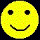 Yellow circular icon with black outlines showing multiple facial expressions including smiling, winking, and aggressive grinning against a dark background.