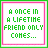 25 pixelated text-based icons with green and pink borders, displaying variations of 'A ONCE IN A LIFETIME FRIEND ONLY COMES...' in alternating colors