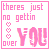 A 2x2 contact sheet of four identical animated frames featuring pink pixelated text and heart symbols on a white background with a thin pink border.