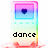 Pixelated icon of a rainbow gradient device with blue heart symbol, displaying text variations across frames.