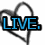 Four heart-shaped outlines with text overlays: LIVE. in blue, LAUGH. in green, LOVE. in pink, and a gray rectangle.