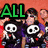 A pixelated collage of cartoon characters with text overlays, featuring repeated skull-and-crossbones icons and names like 'alexs' and '<333'.