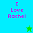 Pixelated text "I Love Rachel" in magenta on cyan and green backgrounds with a green star and blue star icon.