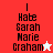Four display text "I Hate Sarah Marie Graham" with a star symbol; top-left has red background and white star, bottom-left has light blue background and red star, both stars animate between frames