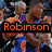 Three basketball player images with orange text labels: Robinson, Curry, and Lee over a gray background.