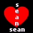Four red heart-shaped icons with vertical 'sean' text above and horizontal 'sean' below, displayed in a on black background