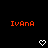 Pixelated orange text 'IvAnA' appears in multiple positions above white heart and downward arrow symbols on a black background.
