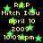 Yellow text on black background with green stars, displaying 'R.I.P Mitch I<3u April 10 2009 10:09 pm' repeated in a pattern