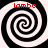 Four identical black-and-white spiral patterns arranged in a , each with red text reading 'lambo' above it
