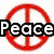 Six peace sign icons in red, orange, yellow, green, blue, and purple arranged in two with overlaid text reading Peace Out peeps and Be HAPPY