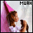 A young girl in a white shirt and pink party hat holds a microphone, with 'MUAH' text above her head; the background shifts from light to pink gradient.