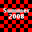 Red and black checkered background with "Summer 2008" text in white, showing pixelated distortion effects across four views.