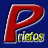 Red 'P' and yellow 'rietos' text on blue background with varying size and spacing across six positions